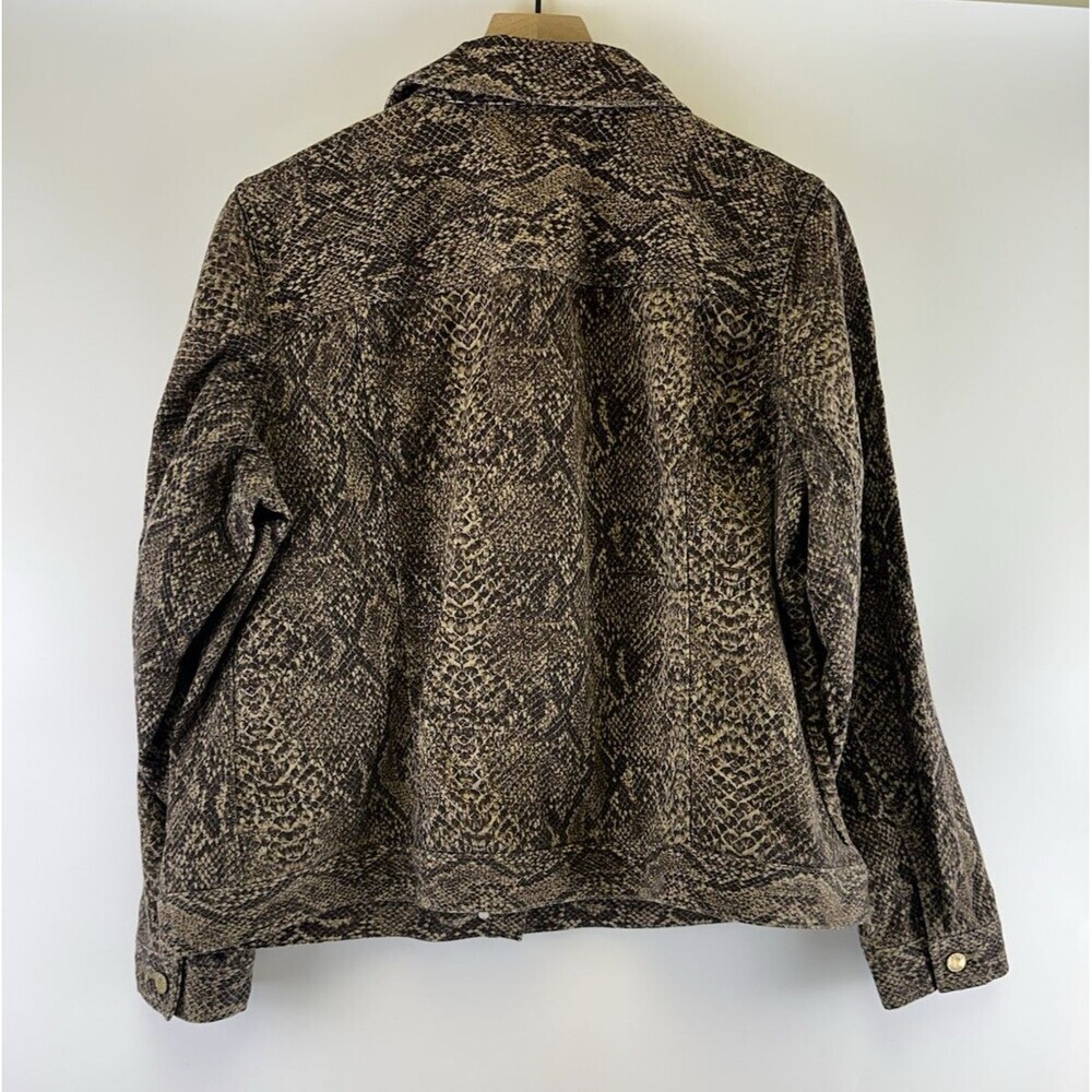 Chaps Snakeskin Python Denim Jacket Brown Button … - image 2